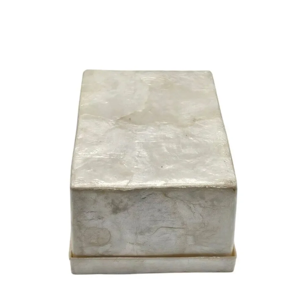 Capiz Oyster Mother of Pearl Shell Box Red Pink Floral Design Lid‎ Trinket Box